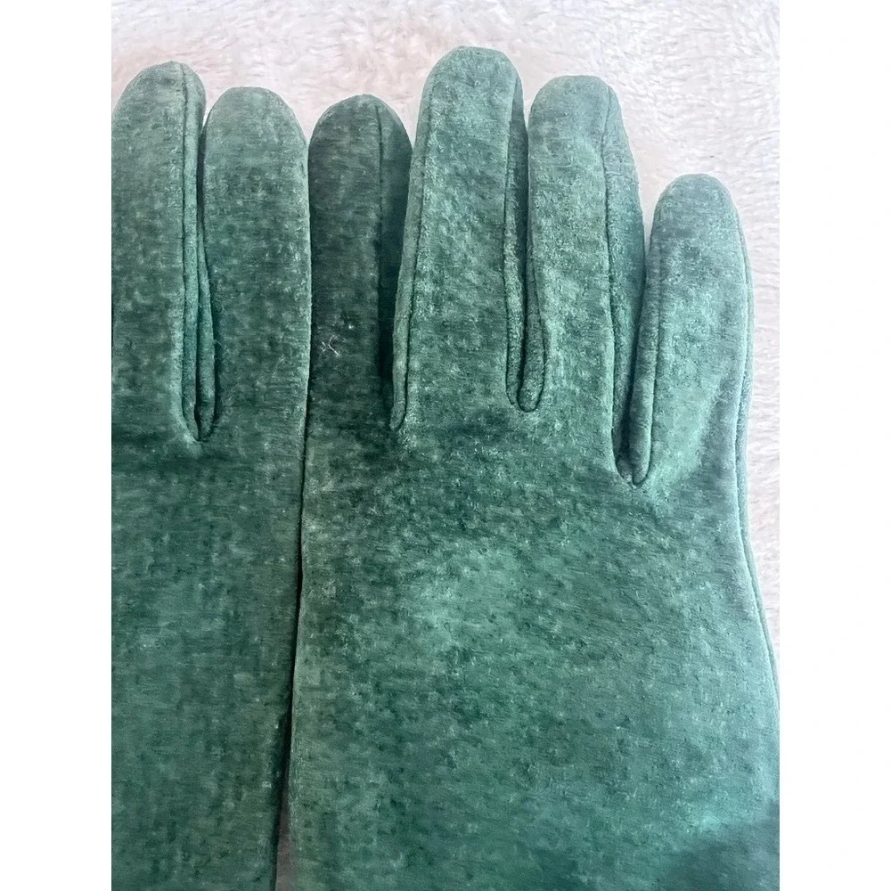 Suede Gloves Forest Green Lined Med Dark Academia Vintage MCM Forestcore Classic